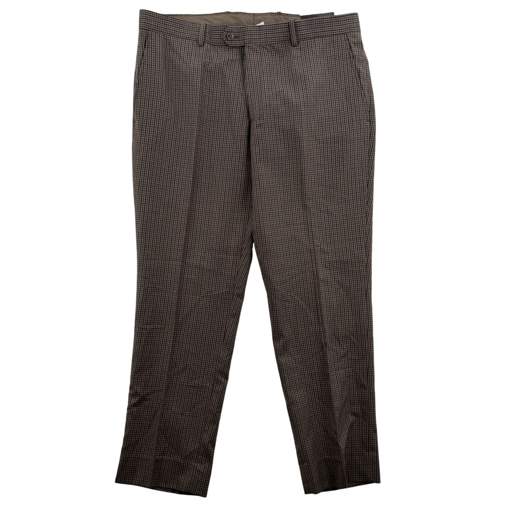 Bar III Dress Pants‎ Mens 38x30 Green Houndstooth Slim Fit Wool Flat Front NWT